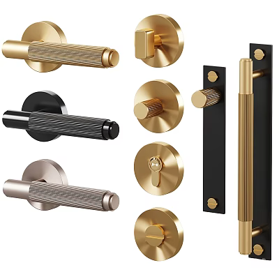 Stylish Modern Door Handles Featuring Brushed Gold Matte Black And Satin Silver Designs 3d model