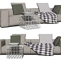 Modern double sofa double sofa corner table combination 3d model