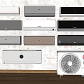 Various Styles Of Wall Mounted Air Conditioners And LG Standing Fan