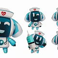 Modern 2D pet animal image robot cute cat dog robot silhouette 3d model