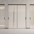 Modern Interior Sliding Doors With Black Metal Frames And Ribbed Frosted Glass
