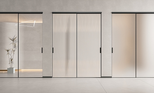 Minimalist Glass Sliding Door Hanging Rail Glass Sliding Door Frosted Glass Door Changhong Glass Door Kitchen Sliding Door Sliding Door Glass Door Very Narrow Border Glass Door 3d model