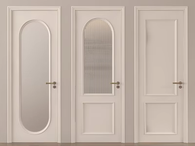 Modern White Flush Doors with Different Glass Elements and Solid Panel Designs 3d model