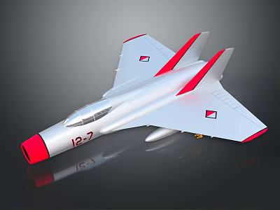 Scale Model J 7 Aircraft With Silver Body And Red Details For Space Aerospace Enthusiasts 3d model