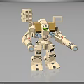 Beige Square Design Robot Character With Cannons Green Head And Building Block Details