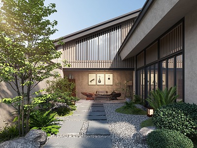 Modern courtyard landscape 3d model