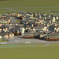 Residential Complex Aerial View with Multiple Buildings Green Lawns and Roads