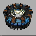 Industrial Circular Mechanical Device With Blue And Brown Components And Multi layered Structure 3d model