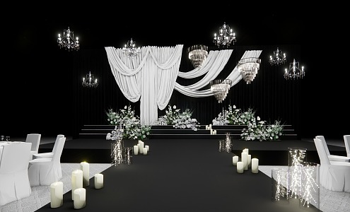 Modern Wedding Scene White Korean Cloth Mantle 3d model