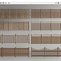 Different Wooden Fence Designs With Various Patterns And Architectural Styles 3d model