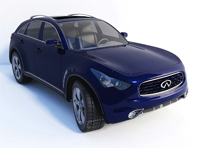 Blue Infiniti SUV With Modern Exterior Design Alloy Wheels And Roof Rails 3d model