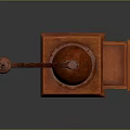 Classic Wooden Manual Coffee Grinder With Red Grinding Mechanism And Drawer