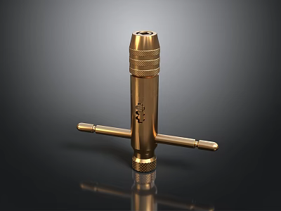 Golden Metal Precision Tool With Horizontal Handles And Engraved Design 3d model