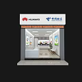 Huawei China Telecom Authorized Store With Bright Interior Display Counters And Posters 3d model