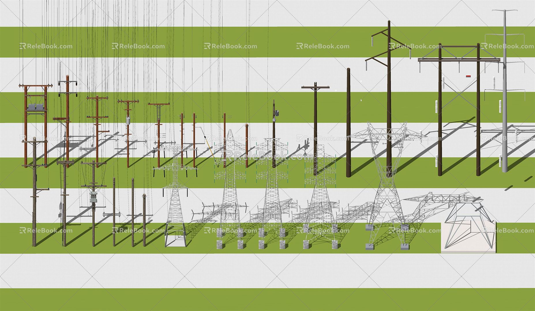 Modern Electric Tower High Voltage Electric Tower Pole Power Facilities 3d model