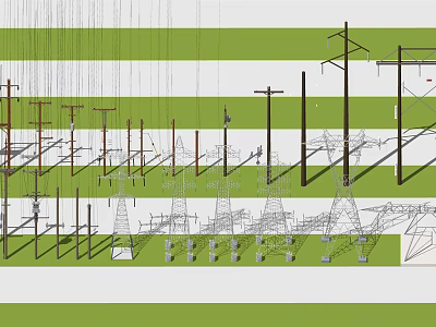 Modern Electric Tower High Voltage Electric Tower Pole Power Facilities 3d model