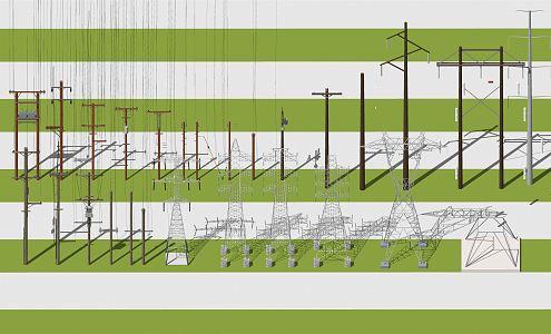 Modern Electric Tower High Voltage Electric Tower Pole Power Facilities 3d model