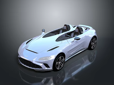 Modern White Convertible Sports Car With Sleek Design And Open Top 3d model