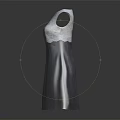 Elegant Women's Dress Featuring White Lace Upper And Gray Striped Lower Design