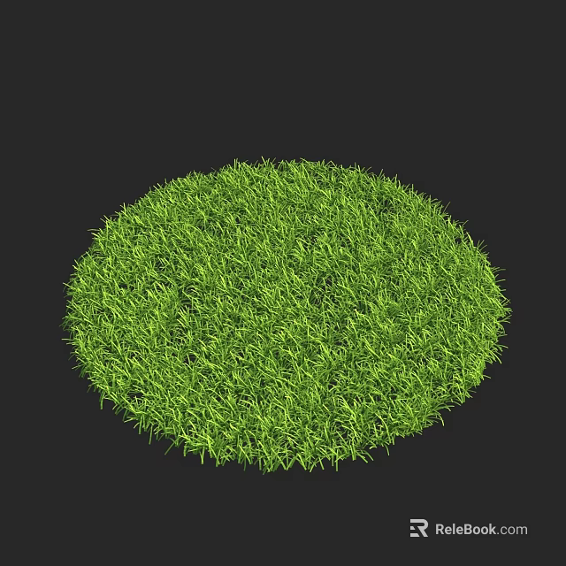Lush Green Circular Grass Patch With Vibrant Fresh Texture On Black Background 3d model 