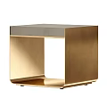Modern Side Table With Golden Metal Frame Gray Tabletop And Sleek Geometric Design 3d model