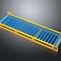Yellow Industrial Fence Structure With Blue Rollers For Conveyor System Design 3d model