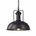 Industrial Black Pendant Light With Dome Shaped Shade And Metal Frame