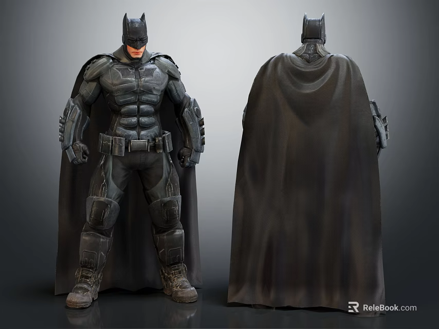 Batman Action Figure With Front And Back Views Detailed Armor And Cape 3d model 