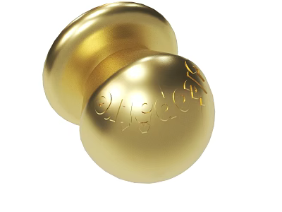 Golden Decorative Knob With Engraved Patterns On Shiny Polished Surface Design 3d model