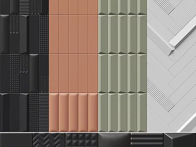 Contemporary Wall Surface Design Featuring Various Colored Panels Textured Patterns And Geometric Details 3d model