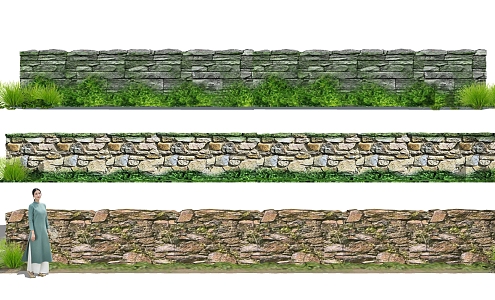 modern landscape wall rubble wall 3d model