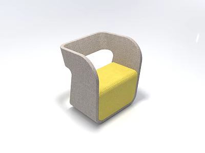Stylish Modern Single Sofa With Gray Frame And Yellow Upholstered Cushion Design 3d model