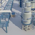 Modern Industrial Plant With Large Storage Tanks Metal Structures And Piping Systems