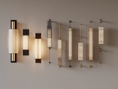 Modern Wall Lamps With Various Designs And Metal Frames For Interior Lighting 3d model