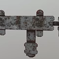 Antique Rusty Metal Door Handle With Riveted Parts And Vintage Design