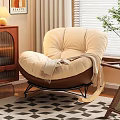 Beige Single Rocking Sofa With Soft Cushion Throw Blanket Near Wooden Cabinet Window And Plant