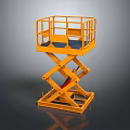 Industrial Yellow Scissor Lift Platform With Guardrail And Hydraulic System