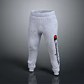 Comfortable Gray Casual Sweatpants With Red Logo And Black Text Design 3d model