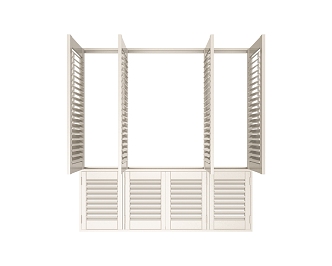 White shutters model bedroom bay window 3d model