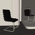 Modern Leather Dining Chairs With Metal Frame And Striped Backrest For Stylish Dining Space