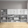 Modern White Bookcase Interior Design With Multiple Shelves Books And Decor 3d model
