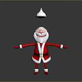 Cheerful Santa Claus With Open Arms Balancing Snowman Figure On Head