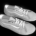 Gray Canvas Casual Shoes With White Laces White Soles And Low Top Style