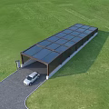 Solar Panel Carport Structure On Green Grass Field With Parked Car Underneath 3d model