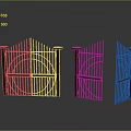 Metal Gates With Arched Design Vertical Bars And Red Top Pillars