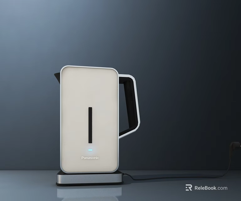 PARKSIDE White Electric Kettle With Sleek Design On Gray Background And Black Power Cord 3d model 