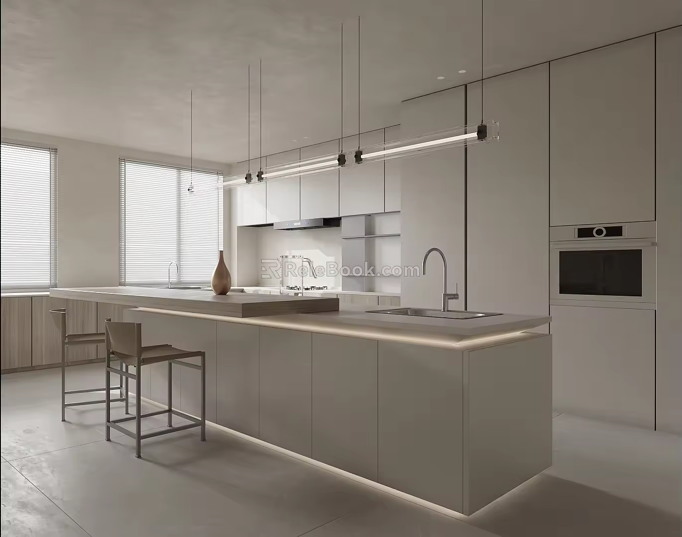 Modern Kitchen Minimalist Kitchen Island Table 3d model