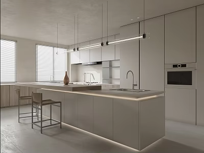 Modern Kitchen Minimalist Kitchen Island Table 3d model