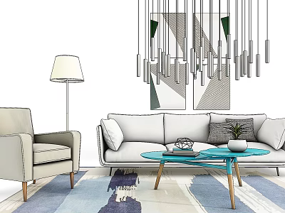 Sofa coffee table combination 3d model