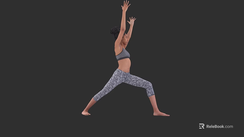 Woman Practicing Yoga Pose In Activewear With Stretched Arms And Legs 3d model 